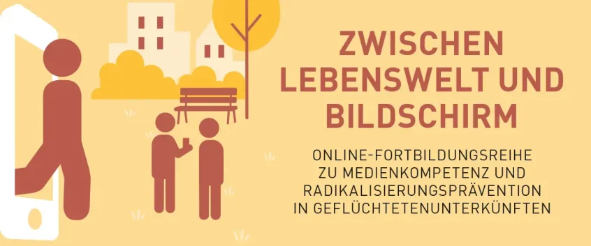 Titelbild für die Webinarreihe "Zwischen Lebenswelt und Bildschirm"